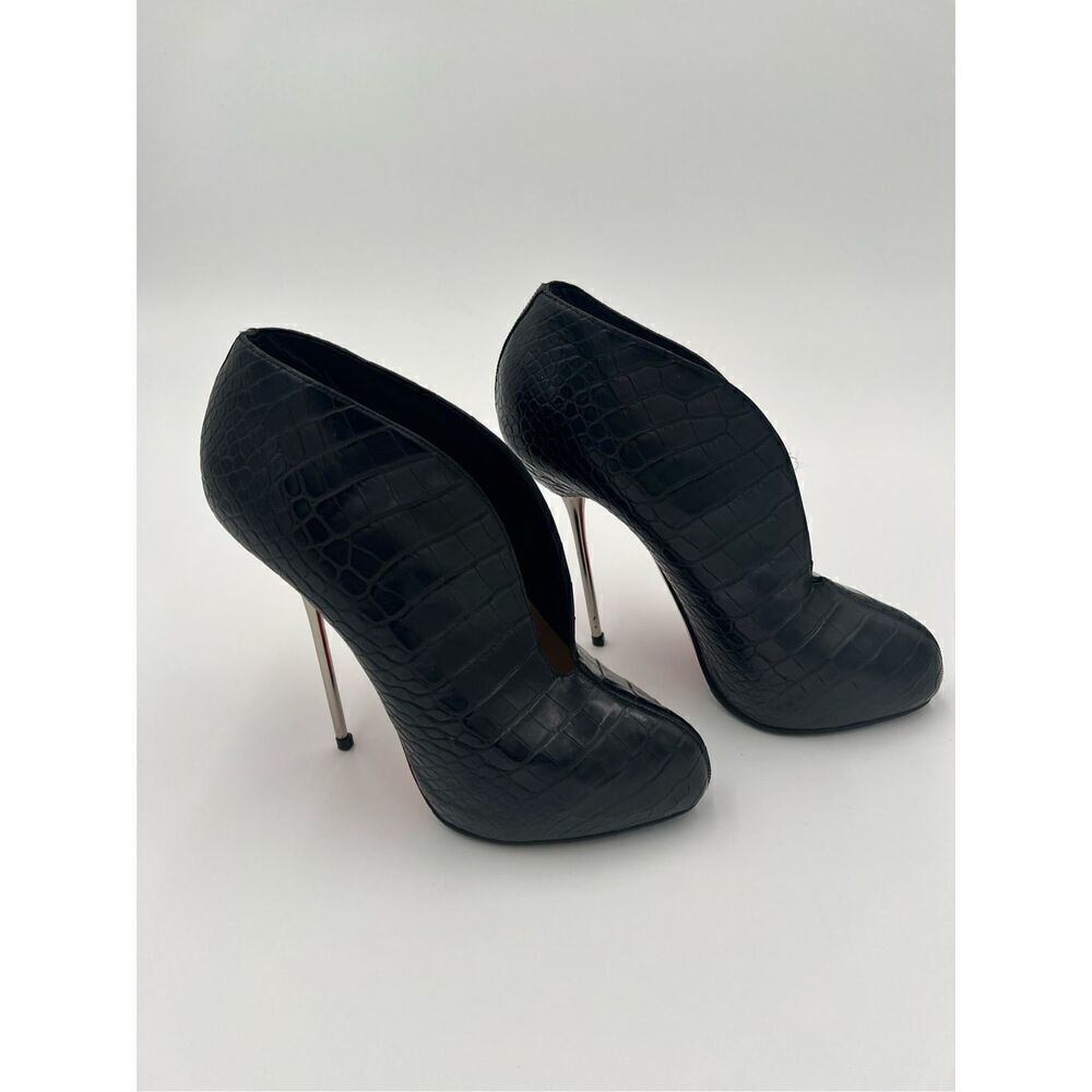CHRISTIAN LOUBOUTIN  Matte Crocodile Fastissima 120 Booties 38.5 Black